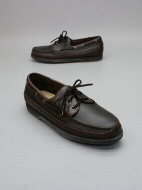 Rockport Men's 11 Brown Leather Boat Shoes Moc-toe Deck Slip-on Loafers - ME5118